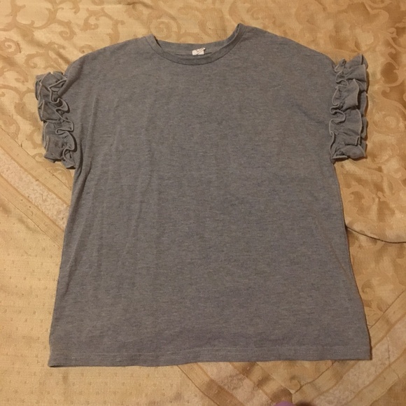 Grey Ruffle Shein T-Shirt XS/S/Teen - Picture 1 of 4